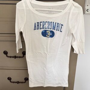 Abercrombie & Fitch White Tee with Blue Graphic